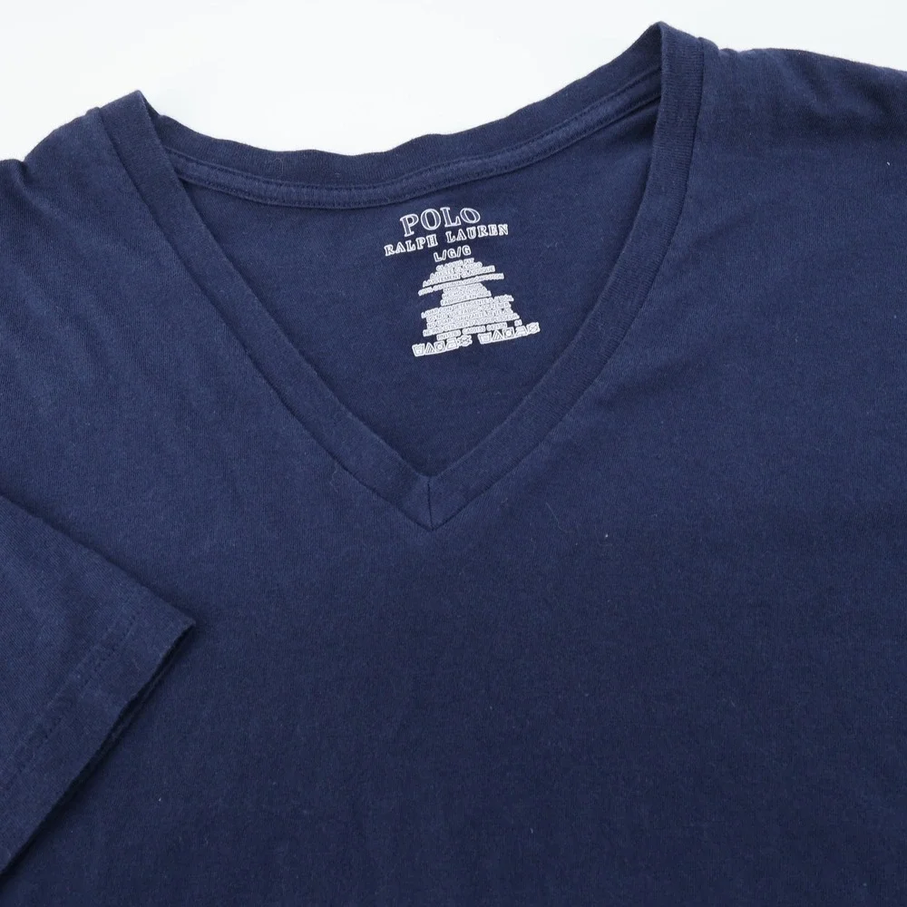 Polo Ralph Lauren Men Classic Fit V Neck Short Sleeve Navy Blue T Shirt L